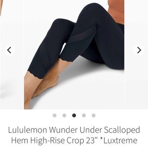 lululemon athletica Black Wunder Under Scalloped Hem High-Rise Crop